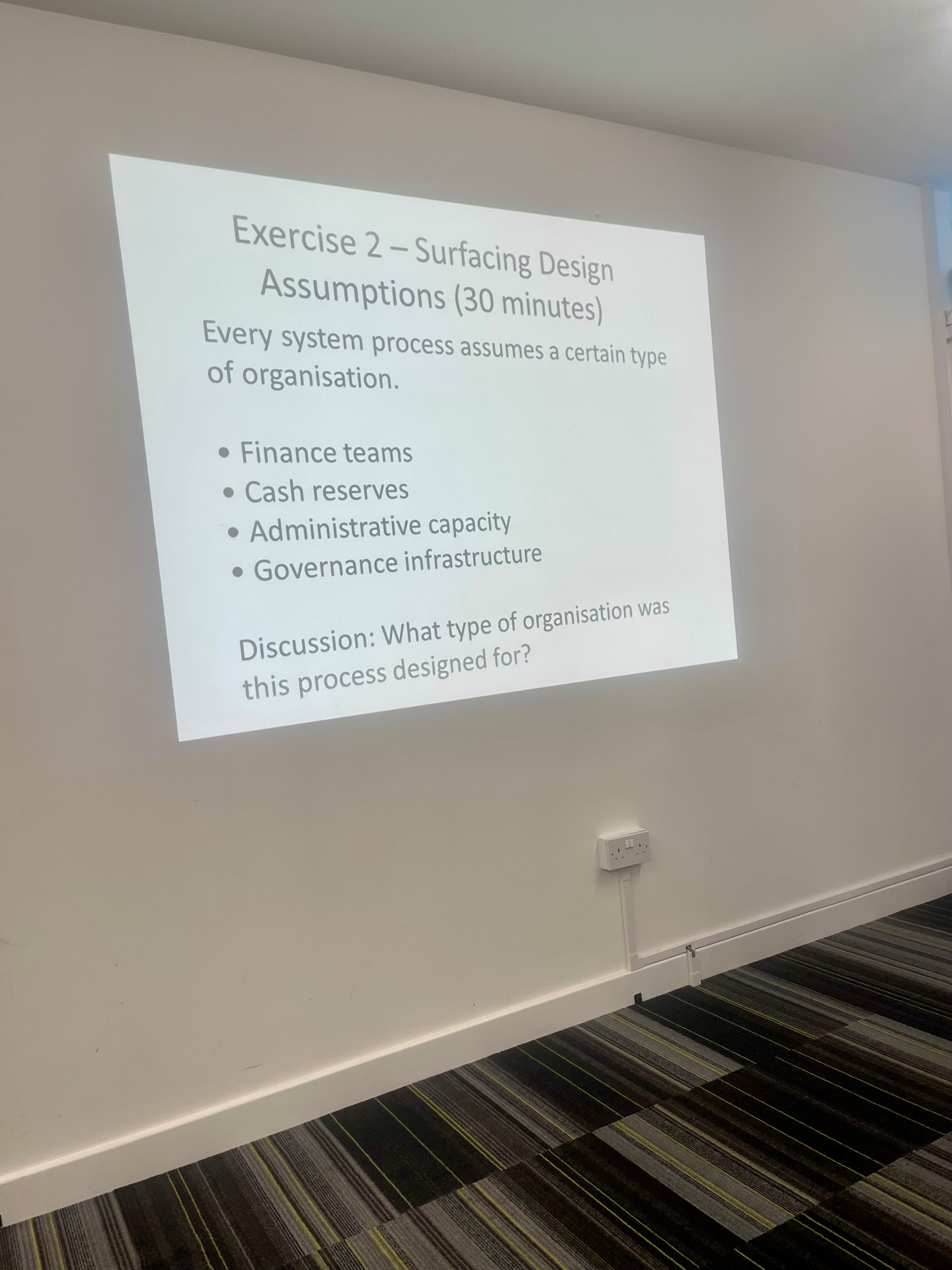 Pilot session: surfacing design assumptions